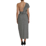 Dolce & Gabbana Gray Beige Layered One Shoulder Maxi Dress DR281185-48