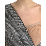 Dolce & Gabbana Gray Beige Layered One Shoulder Maxi Dress DR281185-48