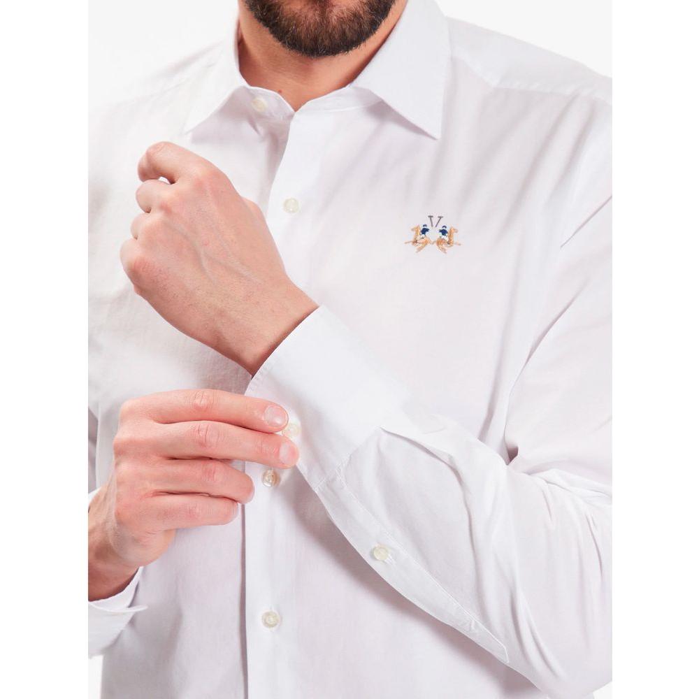La Martina White Cotton Shirt La Martina Light Gray