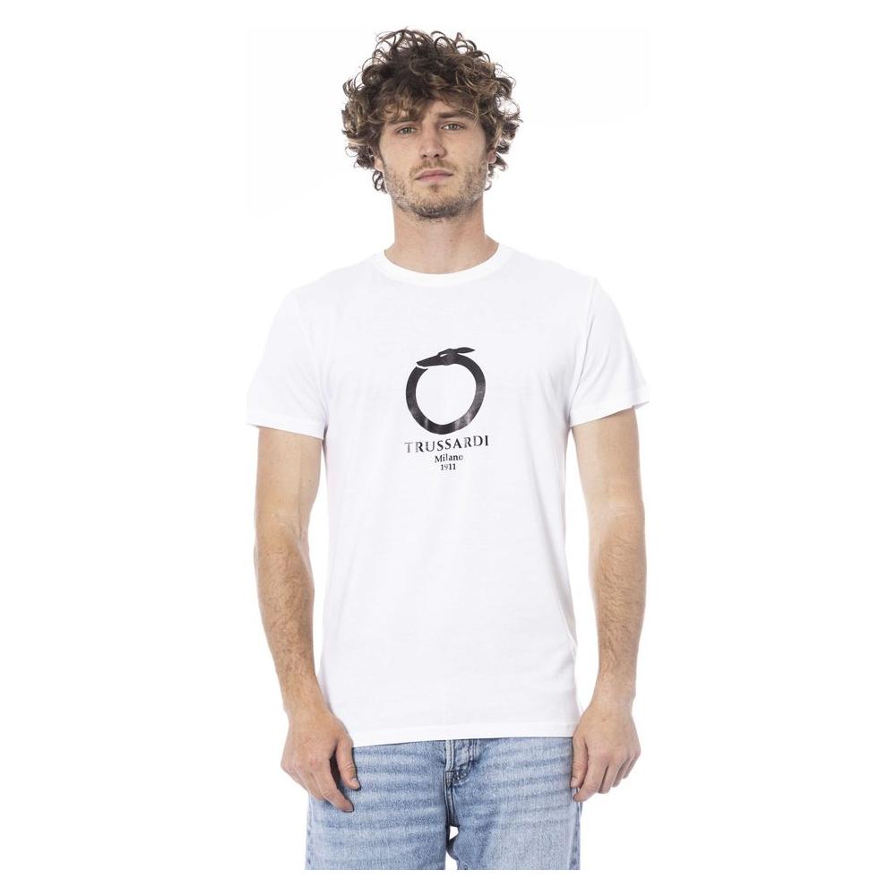 Trussardi Beachwear White Cotton T-Shirt MAN T-SHIRTS Trussardi Beachwear Antique White