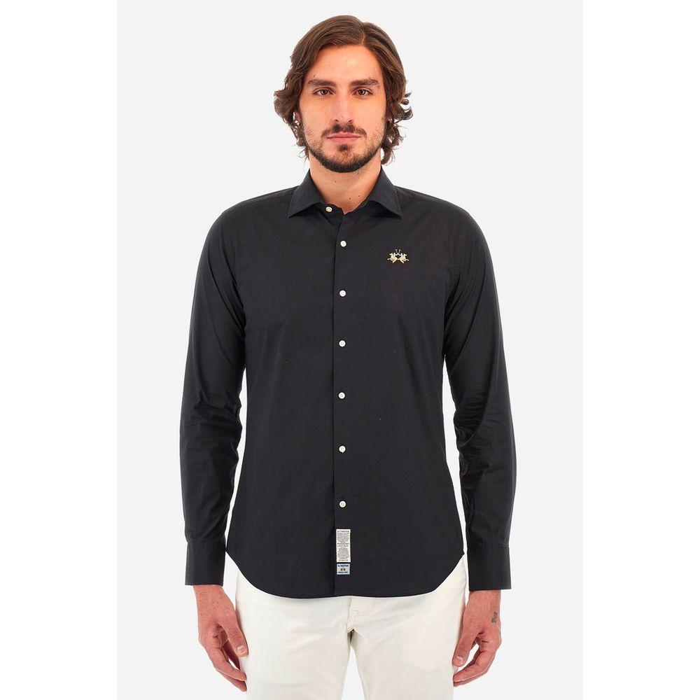 La Martina Blue Cotton Shirt La Martina Dark Slate Gray