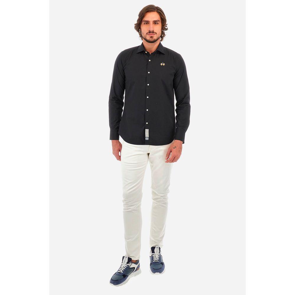 La Martina Blue Cotton Shirt La Martina White Smoke