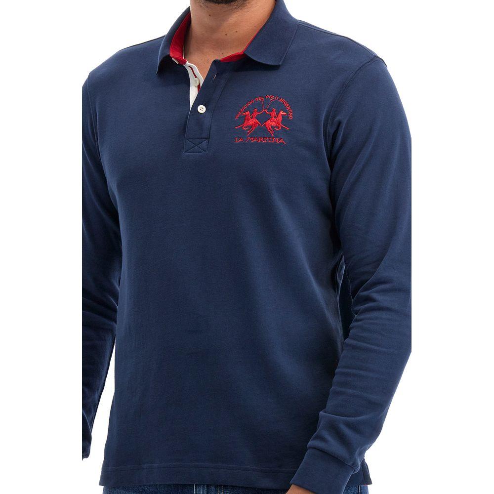 La Martina Blue Cotton Polo Shirt La Martina Dark Slate Gray