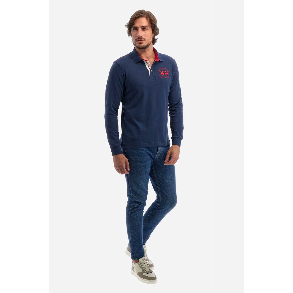 La Martina Blue Cotton Polo Shirt La Martina Dark Slate Gray