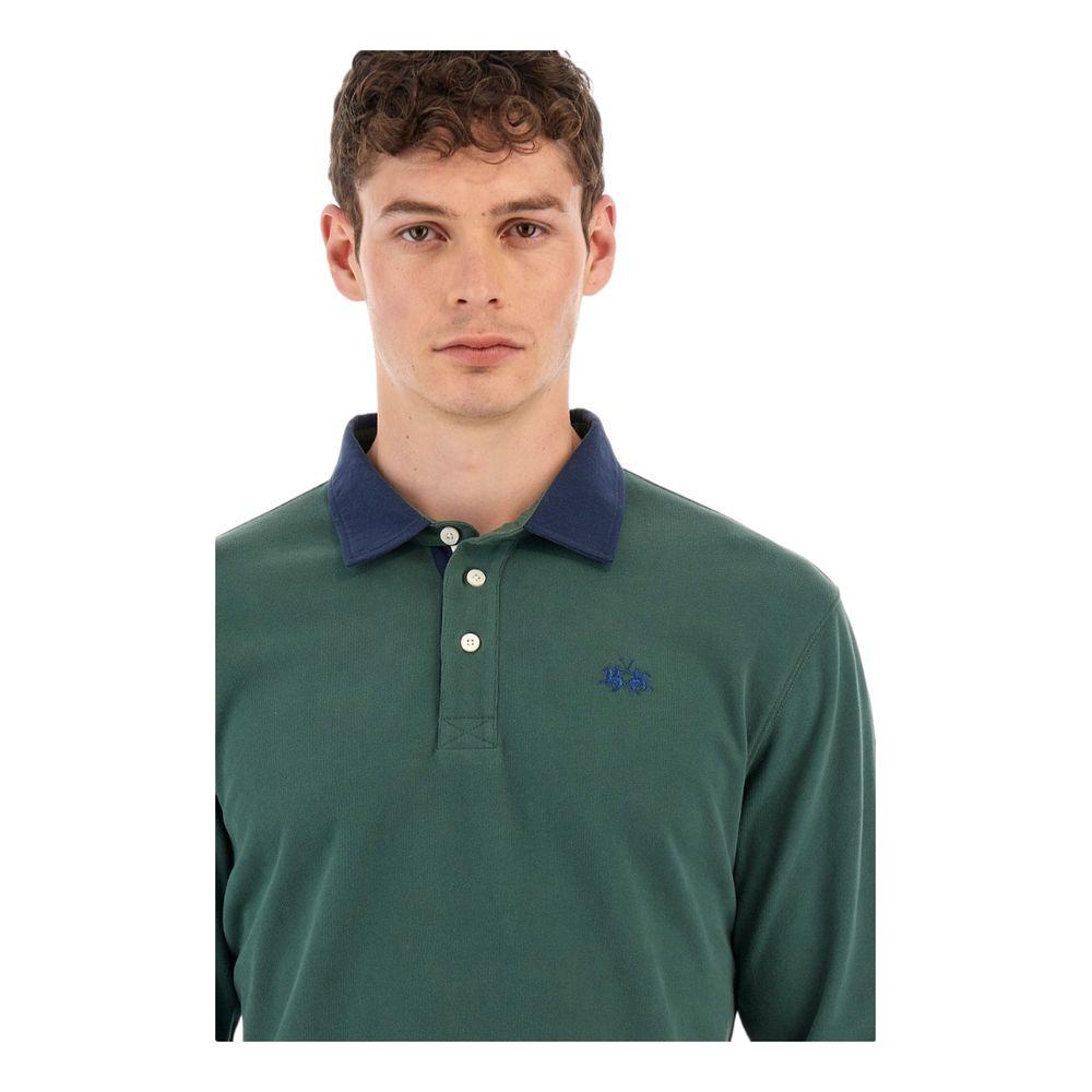 La Martina Green Cotton Polo Shirt La Martina Dark Slate Gray
