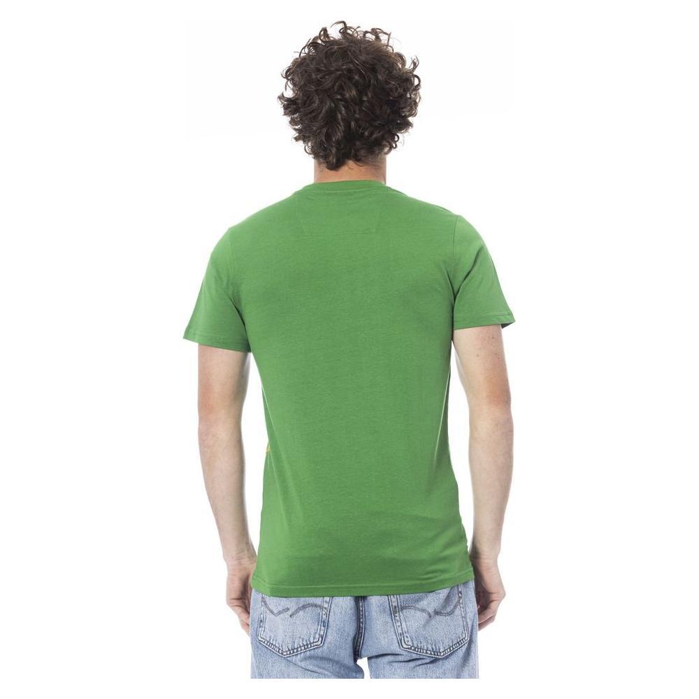 Cavalli Class Green Cotton Men T-Shirt CA-24360-L
