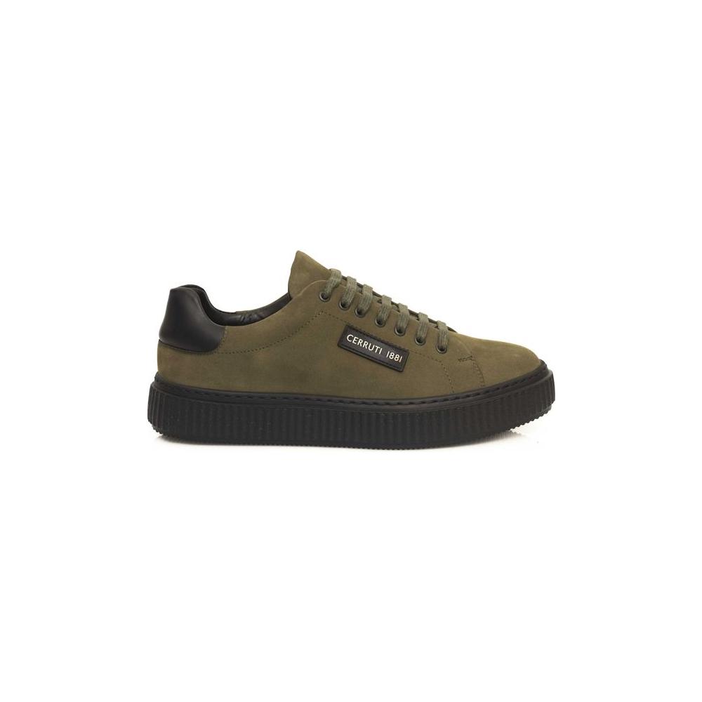Cerruti 1881 Green Cowhide Men Sneaker CE-24456-EU41/US8