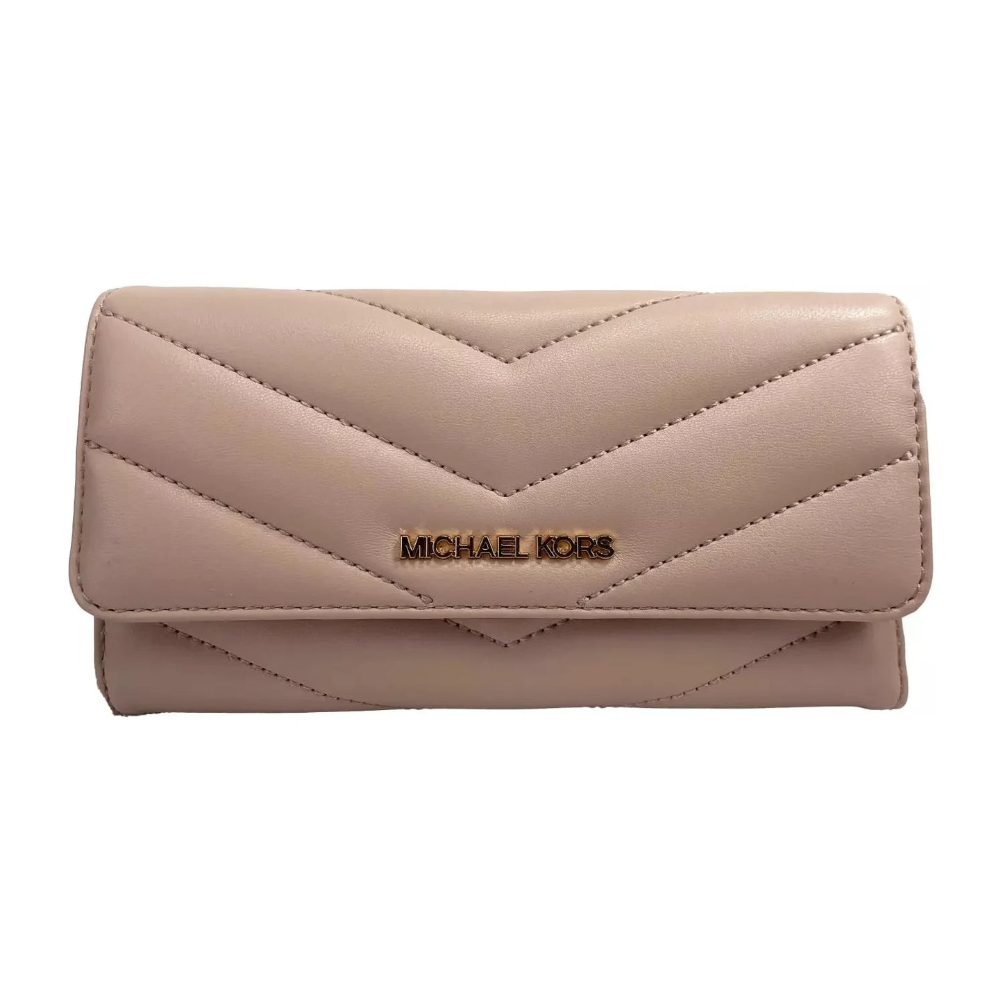 Michael Kors Jet Set Travel Large Quilted Leather Trifold Wallet Powder Blush Michael Kors Rosy Brown