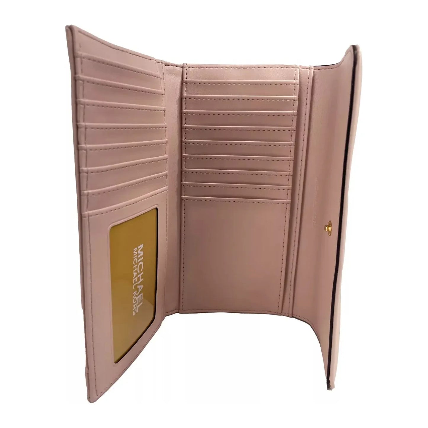 Michael Kors Jet Set Travel Large Quilted Leather Trifold Wallet Powder Blush Michael Kors Rosy Brown