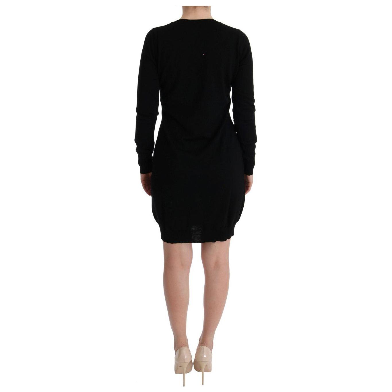 MARGHI LO' Black Wool Long Sleeve Shift Dress TUI10026-2