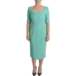 Dolce & Gabbana Mint Green Sheath Square Neckline Midi Dress DR28663