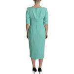 Dolce & Gabbana Mint Green Sheath Square Neckline Midi Dress DR28663
