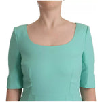 Dolce & Gabbana Mint Green Sheath Square Neckline Midi Dress DR28663