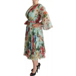 Dolce & Gabbana Multicolor Green Silk Wrap Gown Dress DR28297-42