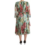 Dolce & Gabbana Multicolor Green Silk Wrap Gown Dress DR28297-42