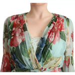 Dolce & Gabbana Multicolor Green Silk Wrap Gown Dress DR28297-42