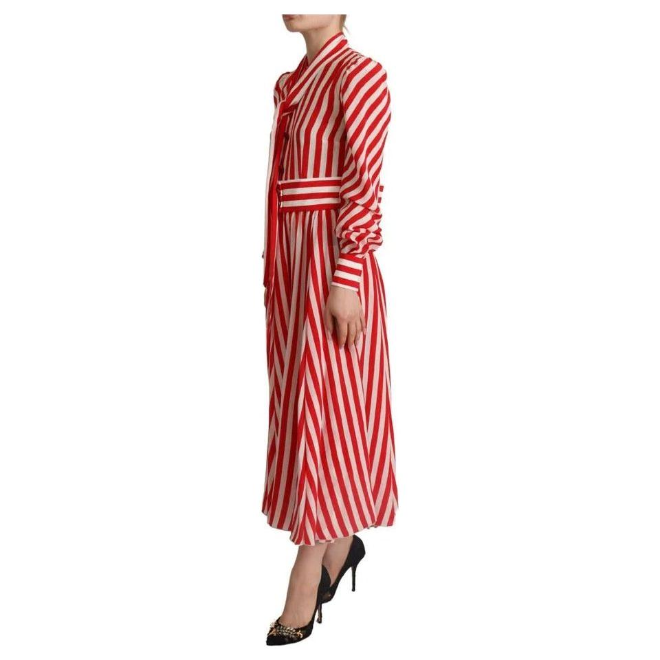 Dolce & Gabbana White Red Silk A-Line Shift Gown Maxi Dress Dolce & Gabbana Brown