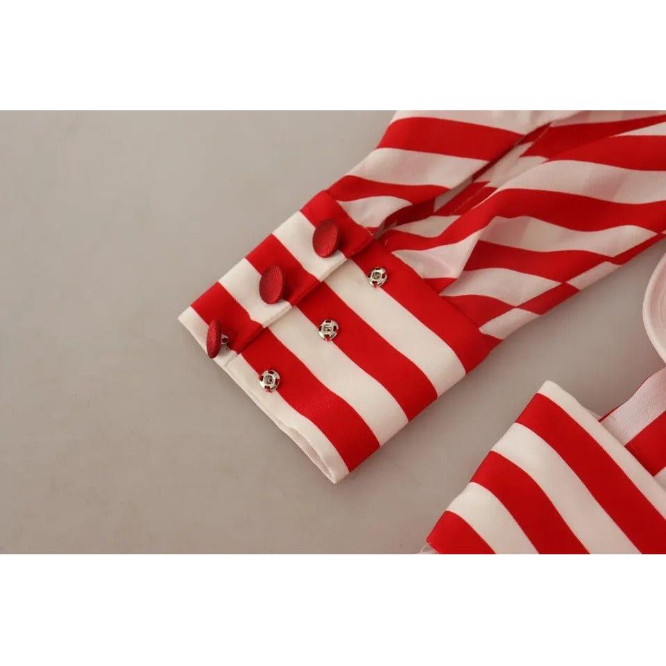 Dolce & Gabbana White Red Silk A-Line Shift Gown Maxi Dress Dolce & Gabbana Rosy Brown
