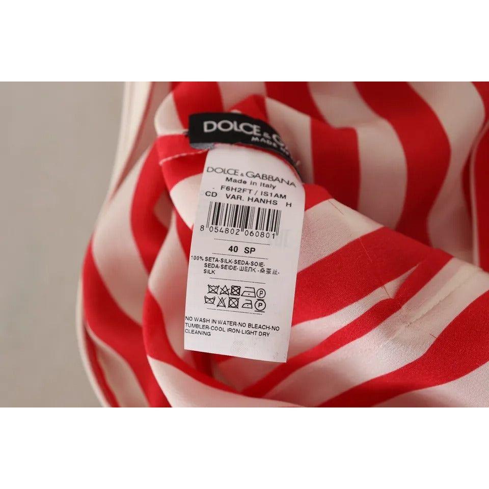 Dolce & Gabbana White Red Silk A-Line Shift Gown Maxi Dress Dolce & Gabbana Dark Gray