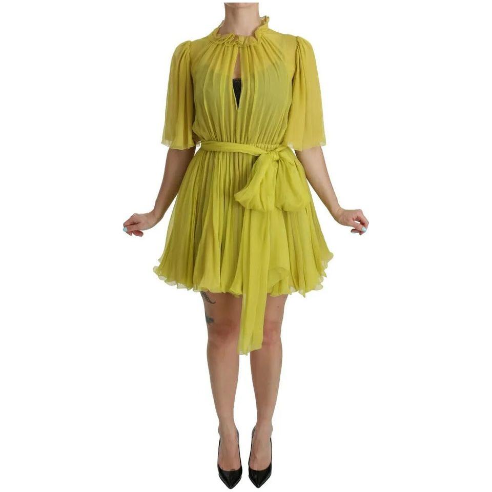Dolce & Gabbana Yellow Shift A-line Silk Gown Dress DR2043-40