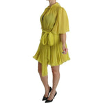 Dolce & Gabbana Yellow Shift A-line Silk Gown Dress DR2043-40