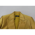 Dolce & Gabbana Gold Satin Long Sleeves Blazer Coat Jacket JKT3490-40