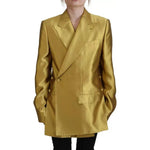 Dolce & Gabbana Gold Satin Long Sleeves Blazer Coat Jacket JKT3490-40