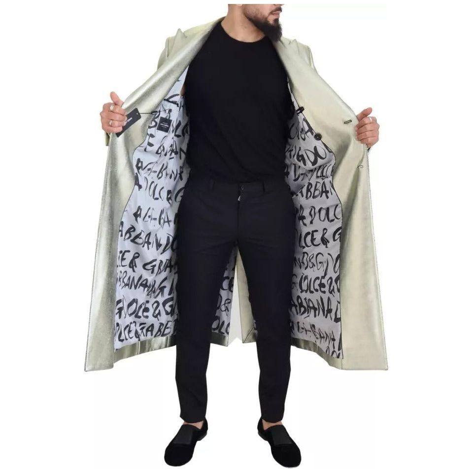 Dolce & Gabbana Gold Viscose Long Double Breasted Jacket Dolce & Gabbana Light Gray