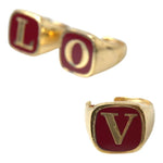 Dolce & Gabbana Gold Brass LOVE Enamel Set of 3 Ring SMYK1027