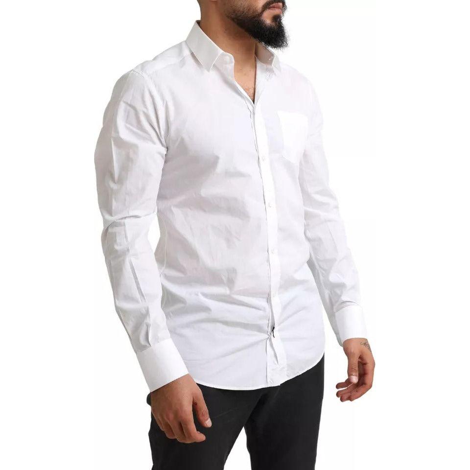 Dolce & Gabbana White GOLD Formal Cotton Tuxedo Dress Shirt Dolce & Gabbana Light Gray