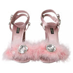 Dolce & Gabbana Pink Turkey Feather Embellished Sandals Shoes LA10797-39