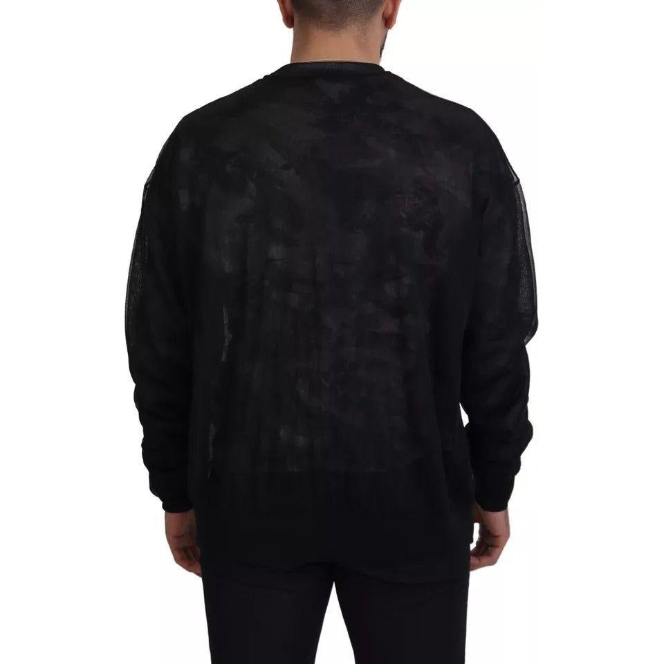 Dolce & Gabbana Black Polyester Crewneck Pullover Sweater Dolce & Gabbana Black