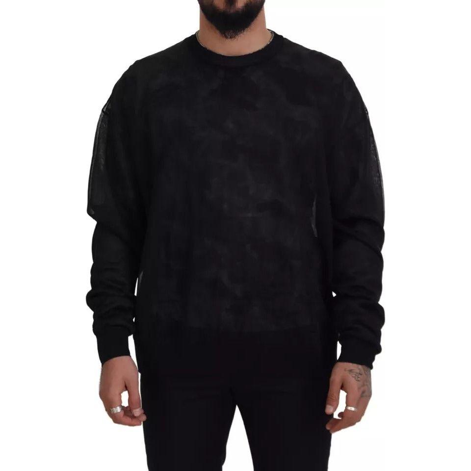 Dolce & Gabbana Black Polyester Crewneck Pullover Sweater Dolce & Gabbana Black