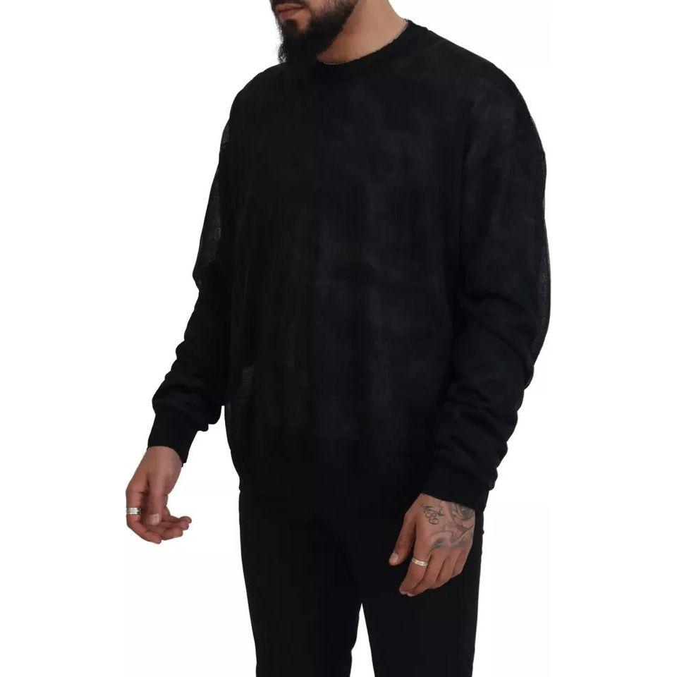 Dolce & Gabbana Black Polyester Crewneck Pullover Sweater Dolce & Gabbana Black
