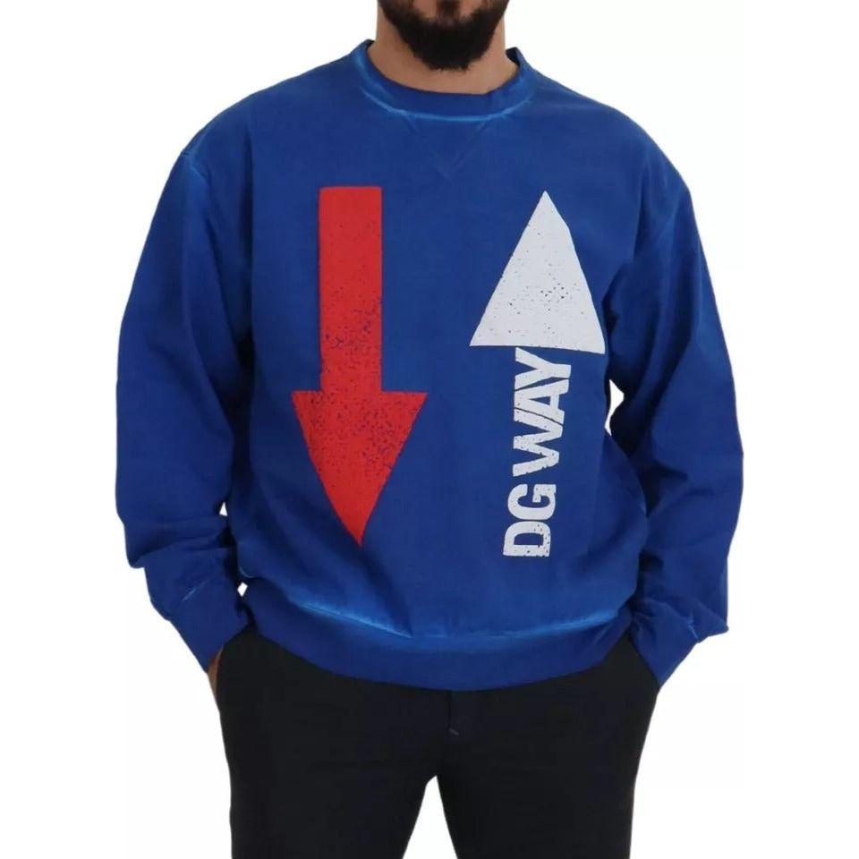 Dolce & Gabbana Blue DGWAY Cotton Crewneck Pullover Sweater Dolce & Gabbana Midnight Blue