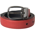 Dolce & Gabbana Red Leather Silver Metal Buckle Belt Men BEL9188-95