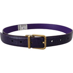 Dolce & Gabbana Purple Exotic Leather Gold Metal Buckle Belt WMB316-70