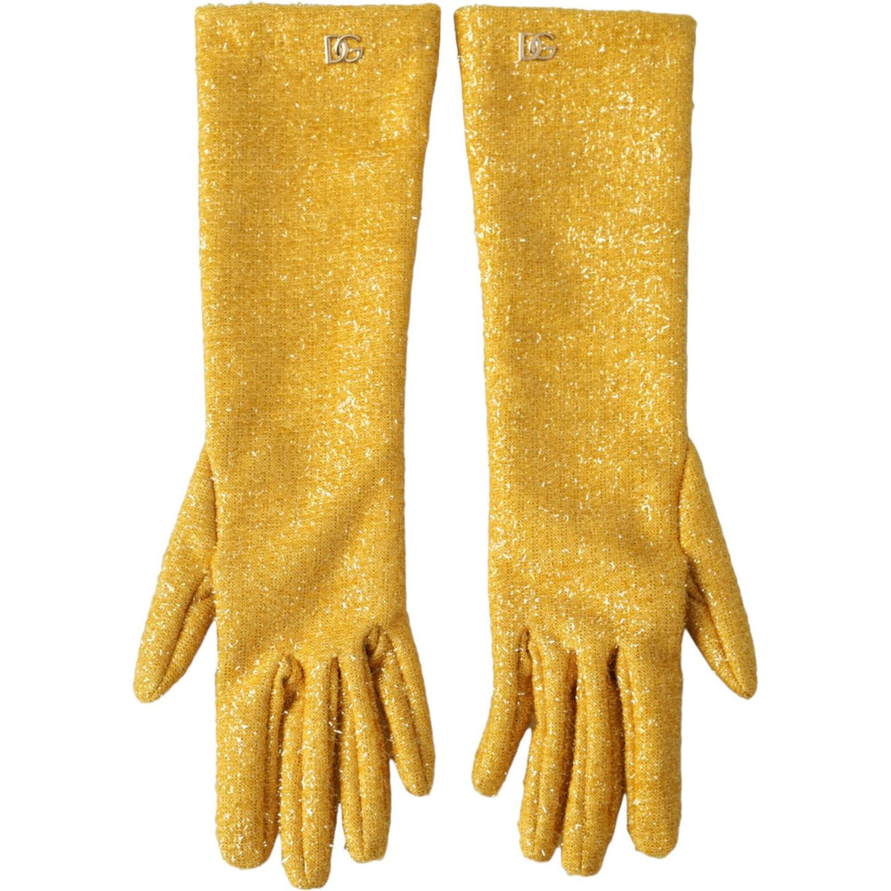 Dolce & Gabbana Gold Lurex Fantasia Mid Arm Length Gloves LB30108-7.5