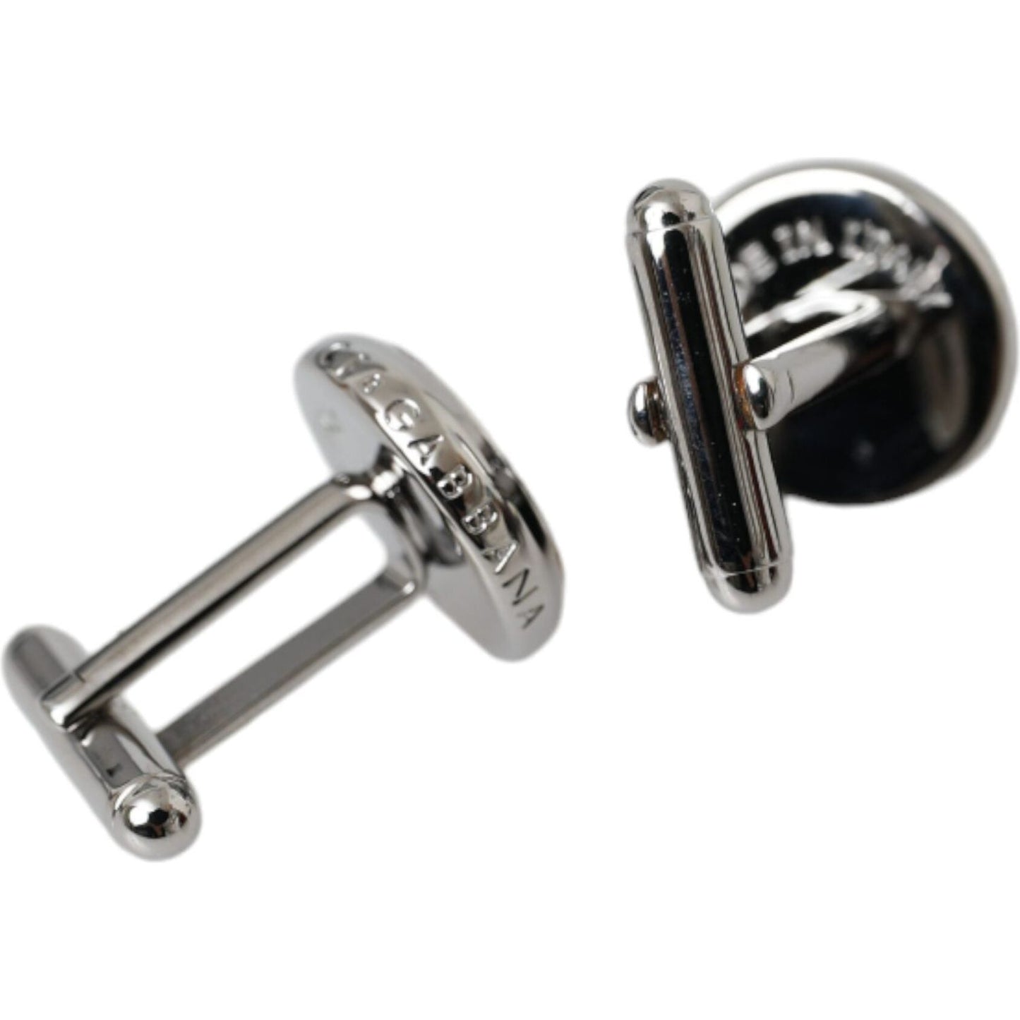 Dolce & Gabbana Silver Plated Brass Round Pin Men Cufflinks Cufflinks