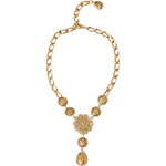 Dolce & Gabbana Gold Brass Crystal Purple Pink Pearl Pendants Necklace SMY10288