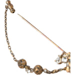 Dolce & Gabbana Gold Brass Crystal Chain 925 Sterling Silver Pin Brooch SMY10290