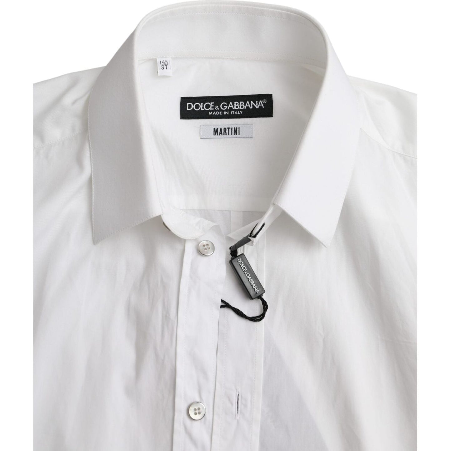 Dolce & Gabbana White Cotton Long Sleeve Dress MARTINI Shirt Dolce & Gabbana Light Gray