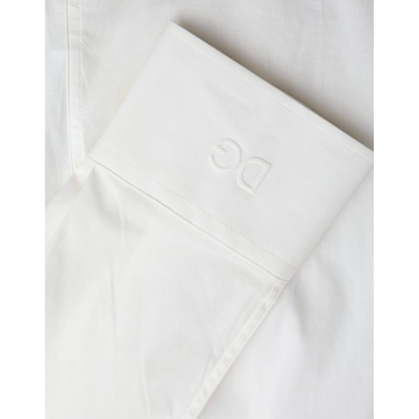 Dolce & Gabbana White Cotton Dress Slim Fit GOLD Shirt Dolce & Gabbana Light Gray