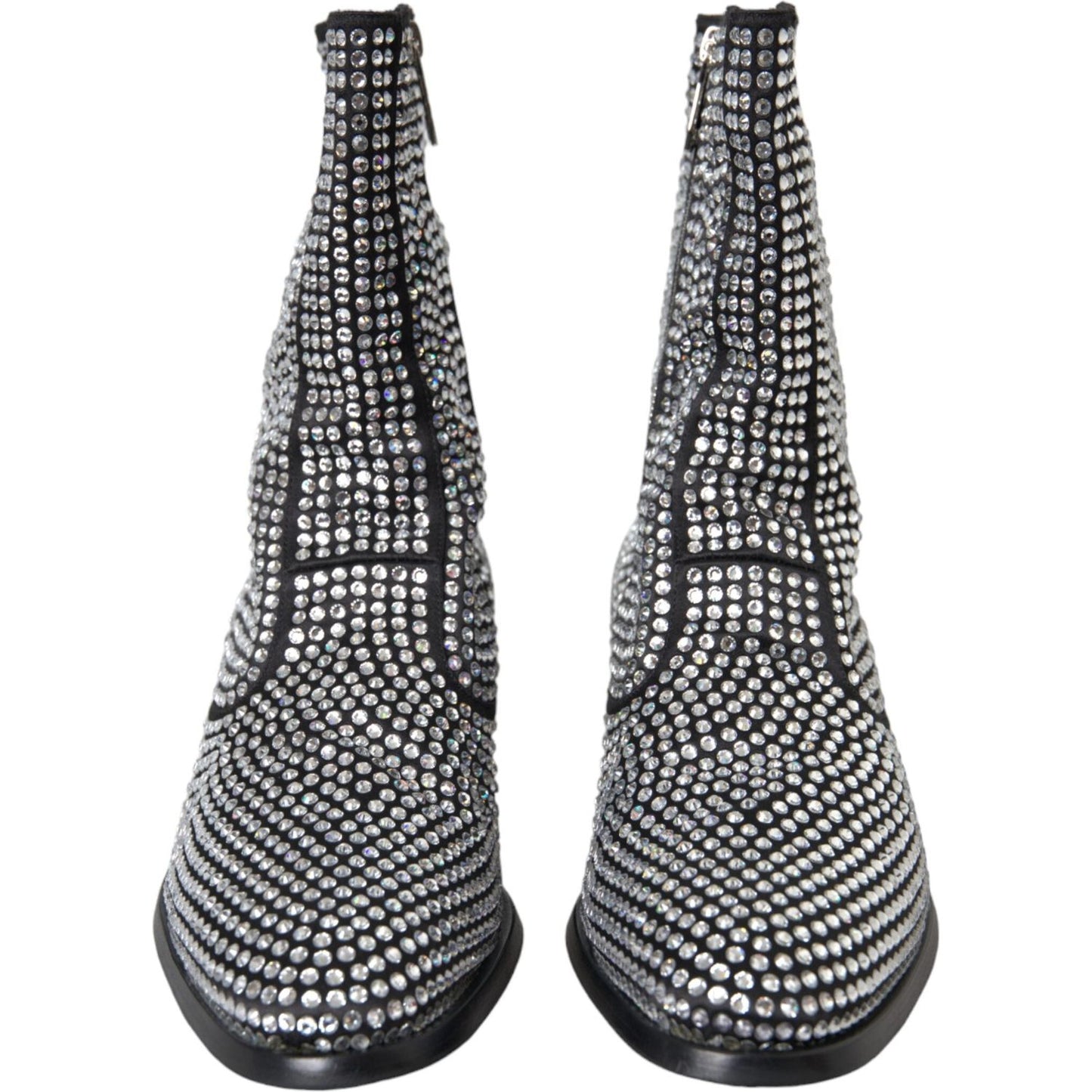 Dolce & Gabbana Black Rhinestone Crystal Chelsea Boots Shoes MV5722-45