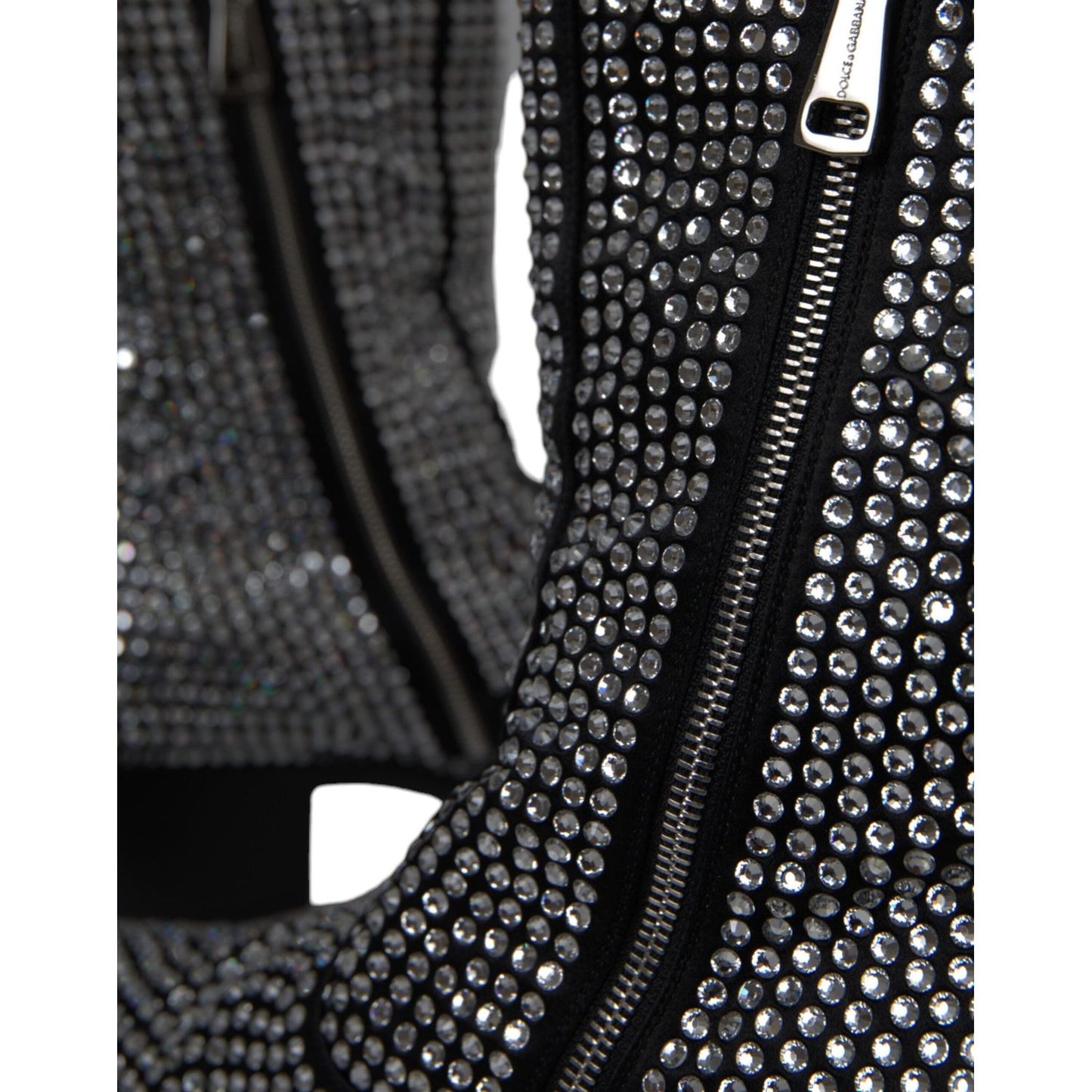 Dolce & Gabbana Black Rhinestone Crystal Chelsea Boots Shoes MV5722-45