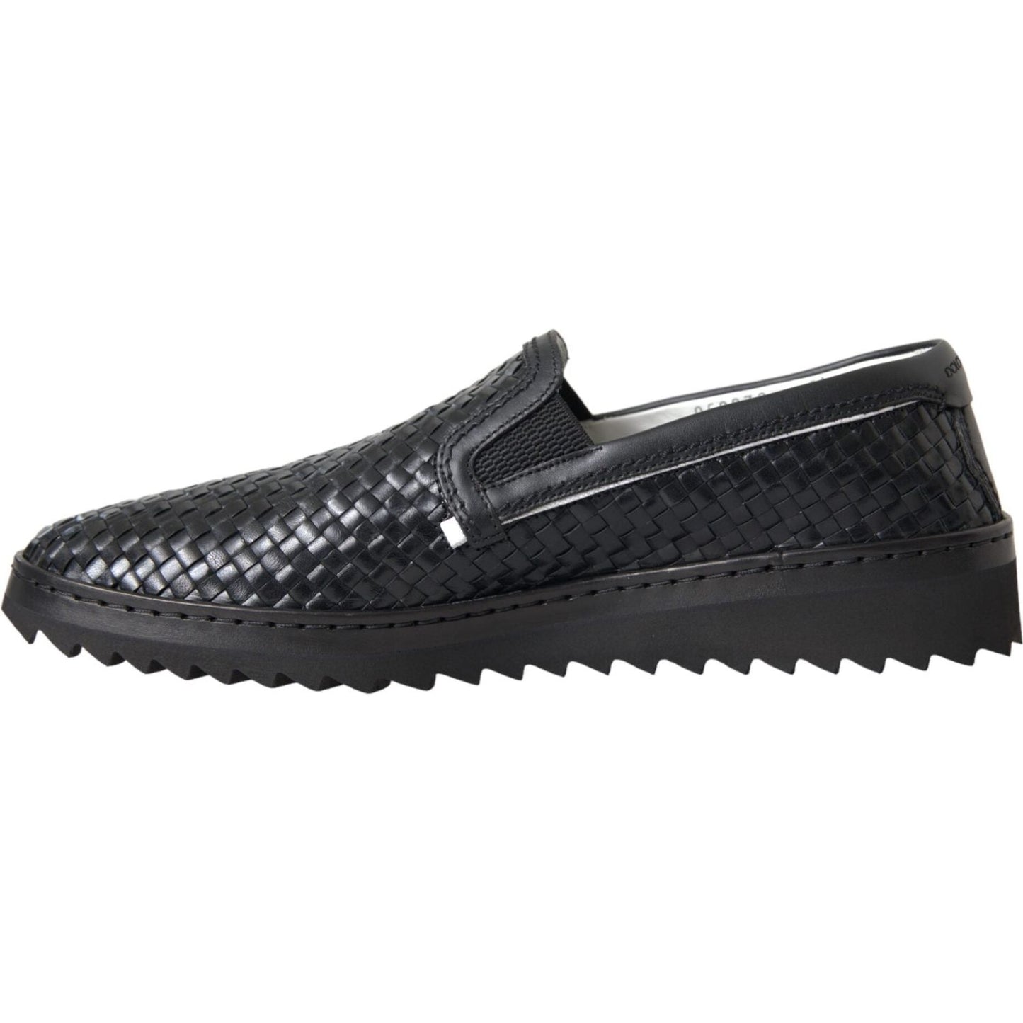 Dolce & Gabbana Black Woven Buffalo Leather Men Loafers Shoes Dolce & Gabbana Dark Slate Gray