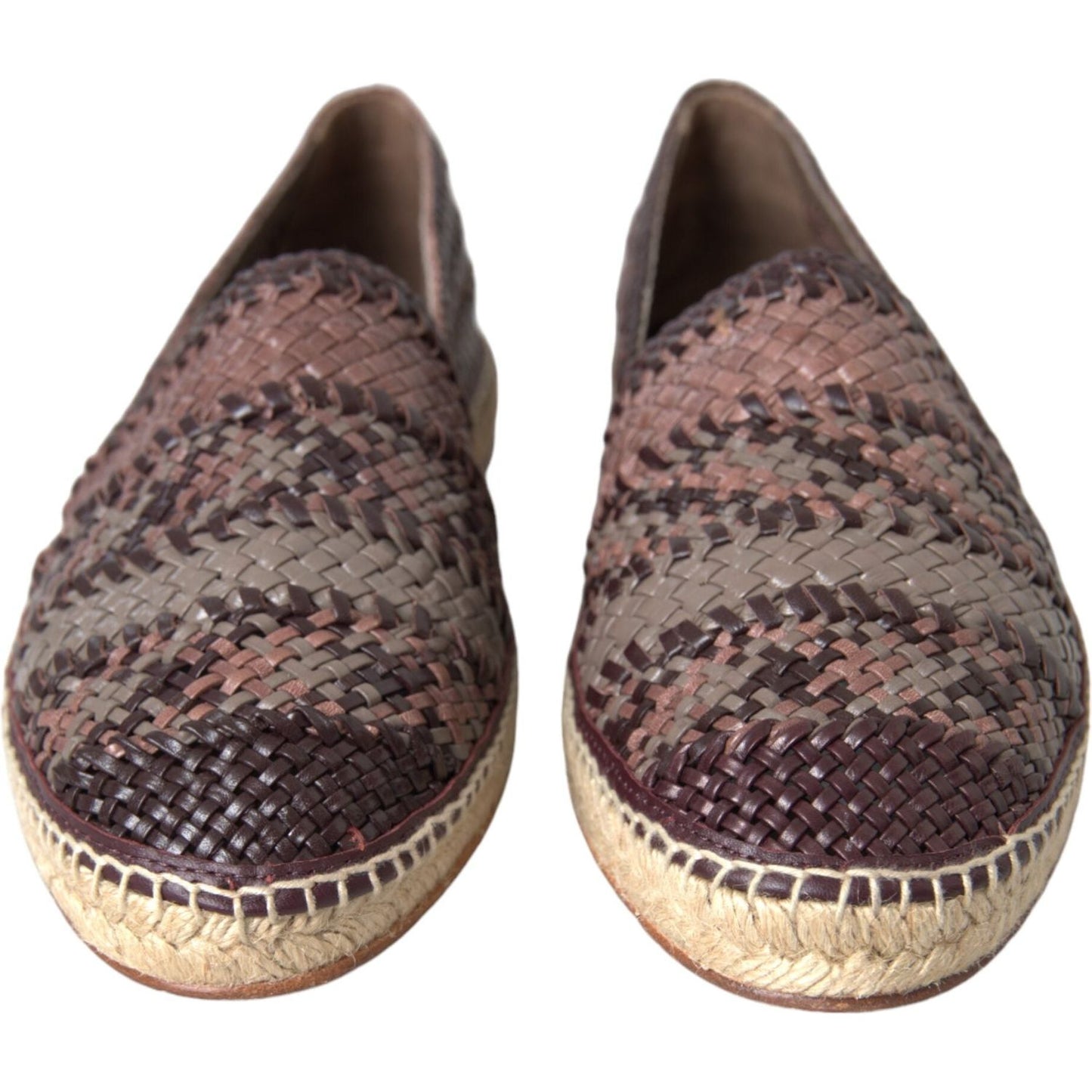 Dolce & Gabbana Brown Buffalo Leather Espadrille Flats Shoes Dolce & Gabbana Dim Gray