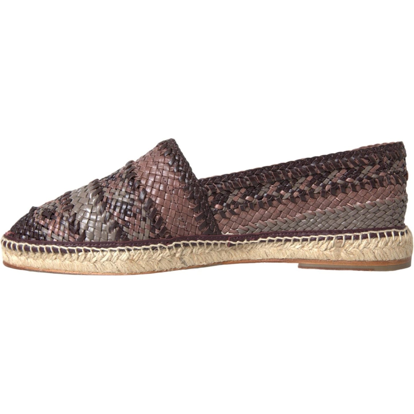 Dolce & Gabbana Brown Buffalo Leather Espadrille Flats Shoes Dolce & Gabbana Dim Gray