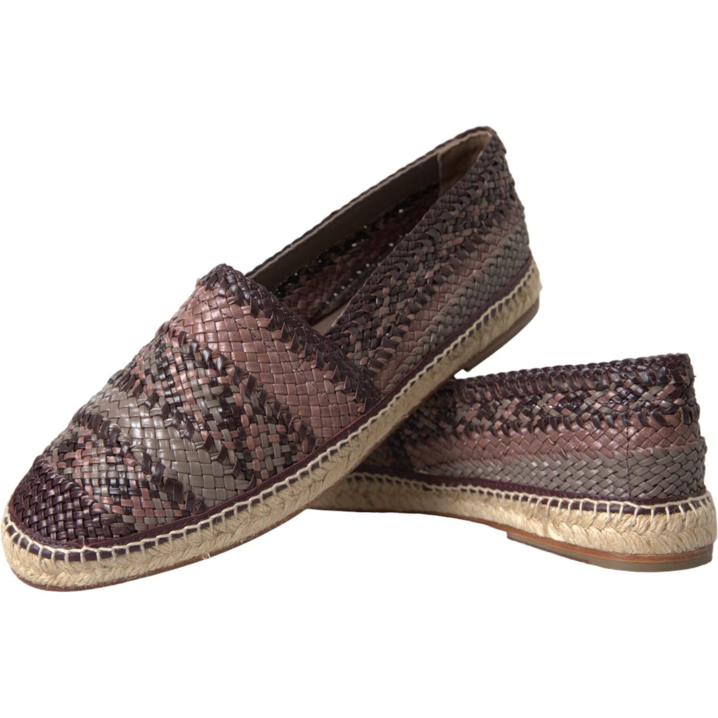 Dolce & Gabbana Brown Buffalo Leather Espadrille Flats Shoes Dolce & Gabbana Dark Slate Gray
