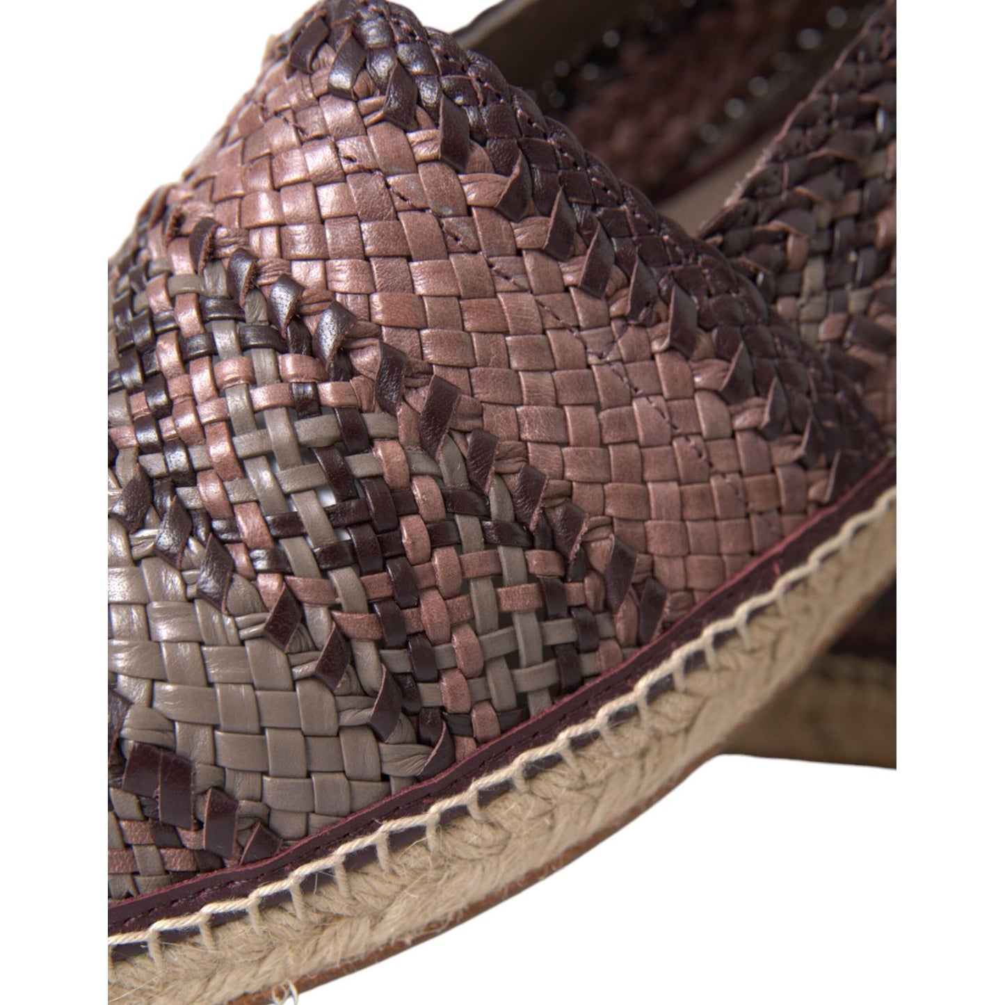 Dolce & Gabbana Brown Buffalo Leather Espadrille Flats Shoes Dolce & Gabbana Dark Olive Green